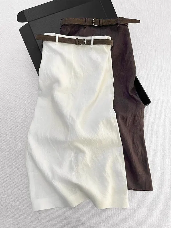 Saia Elegante de Cintura Alta Estilo Minimalista para Mulheres, Nova Chegada de Verão, Saia A-line que Emagrece da Clarine