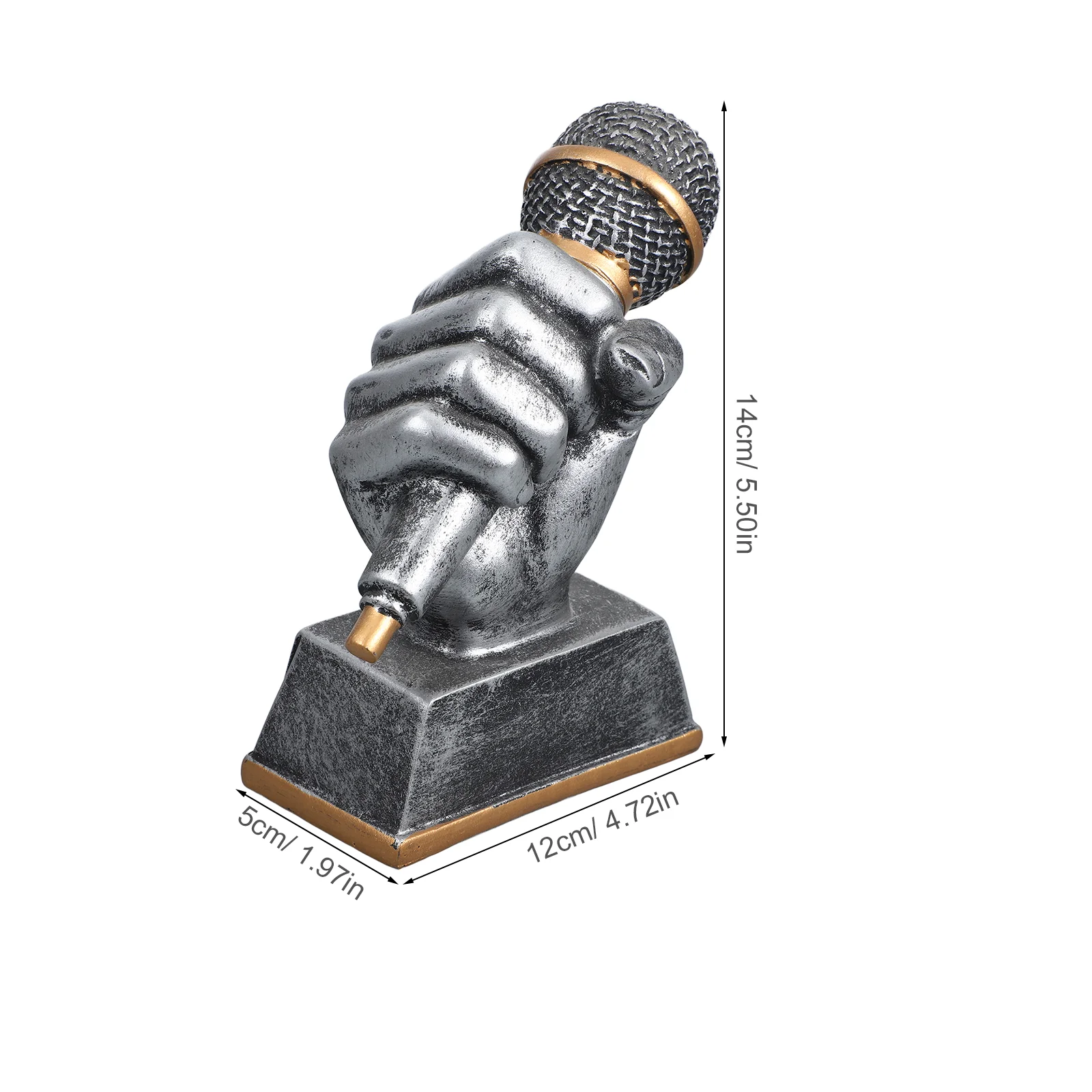 Music Trophy Singing Competition Party Vintage Ski Smooth Texture for Karaoke Award Trophies Resin Microphone Sculpture