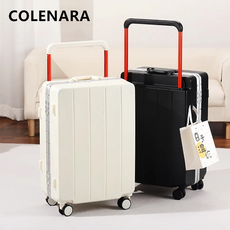 

COLENARA чемодан на колесиках большой емкости с алюминиевой рамой 20 "22" 24 "26" 28 дюймов ПК посадковая коробка женский чемодан на колесиках