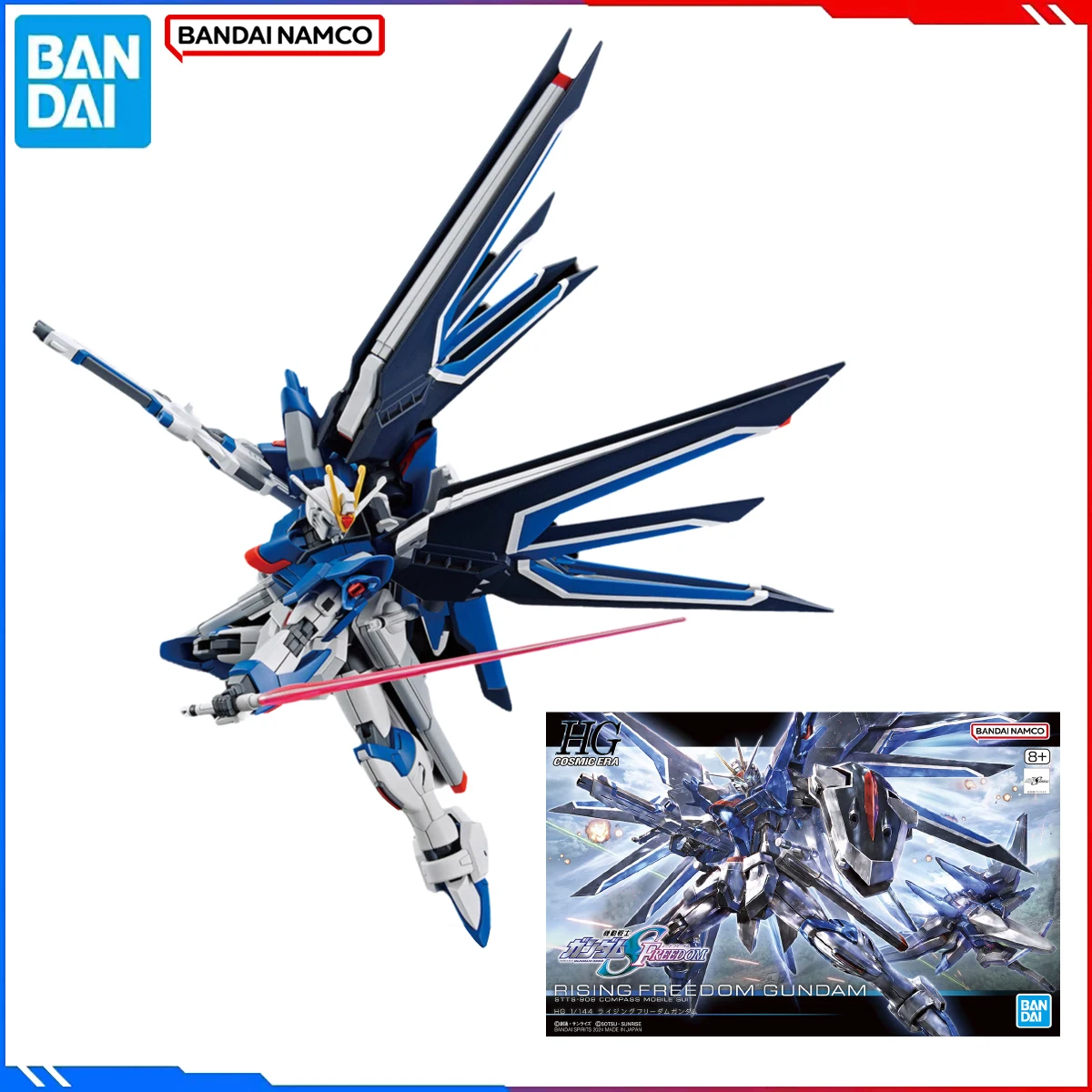 

Genuine Bandai Original Gundam Anime Figure Model Kits HGUC 1/144 Rising Freedom Gundam Action Model Toys Gift for Kids