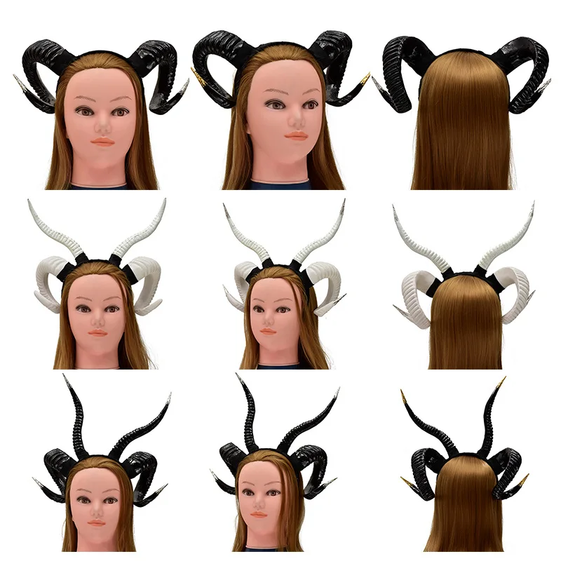 ที่คาดผมปีศาจฮาโลวีนพร็อพคริสต์มาสปาร์ตี้จำลองแกะที่คาดผมที่เครื่องประดับผมแบบทำมือ