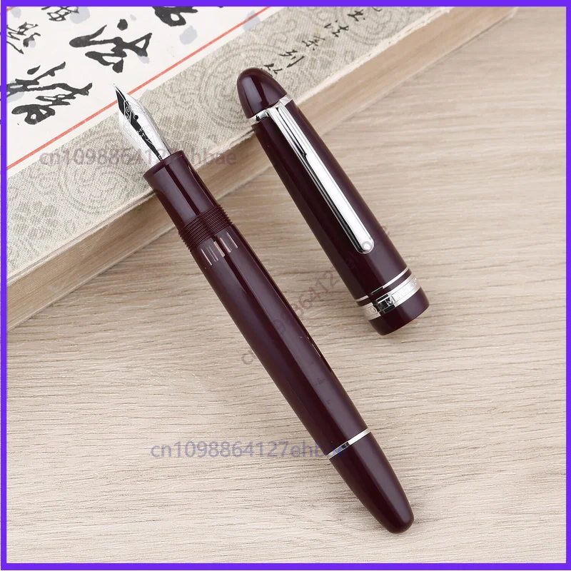 For MAJOHN P136 Red Piston Fountain Pen EF/F/M/Flat Size 20 Ink Window Writing Pen