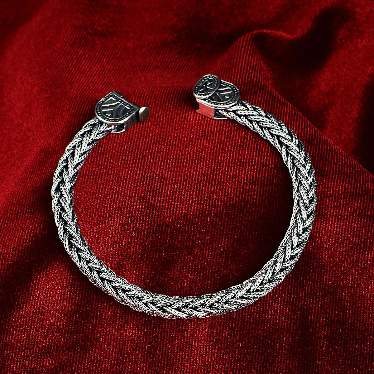 Silver Filigree Bracelet , Man Handmade Chain Bracelet ,Silver Knitted Bracelet ,Silver Thick Bracelet , 925k Sterling Silver