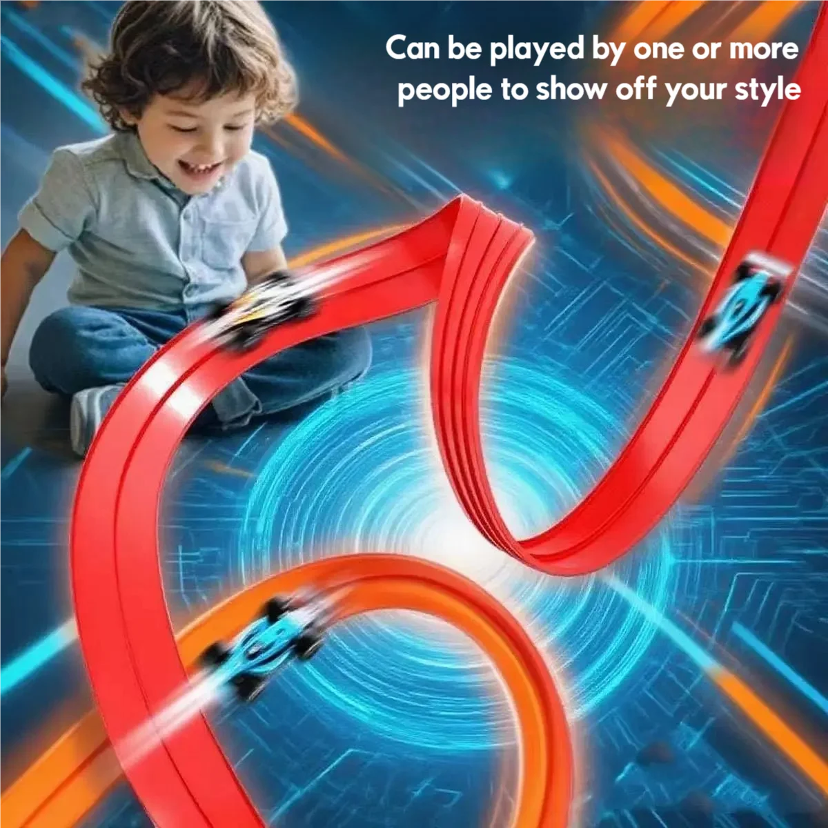 Kids Double Car Wheels Model Racing Track Toys DIY Assembled Rail Kits Catapult Rail Car Racing Boy Toy For Boys Girls Gifts