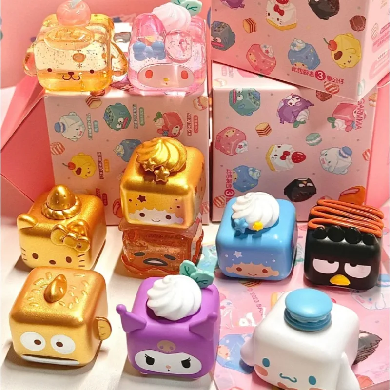 Kawaii Sanrio Hello Kitty Dessert Mini Blind Box Trendy Doll Car Ornament DIY Decorative Ornament Toy Children's Gift