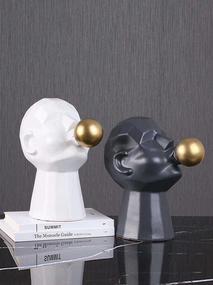 

Luxurious modern creative blowing bubble figure ceramic ornaments model room home porch