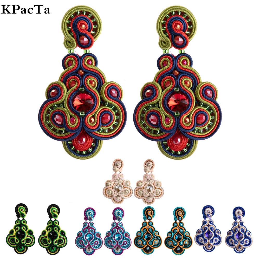 

Kpacta Vintage Soutache Handmade Sales Earrings For Women Dangle Charms Accessories Bohemian Soutache Fashion Jewelry 2024 New