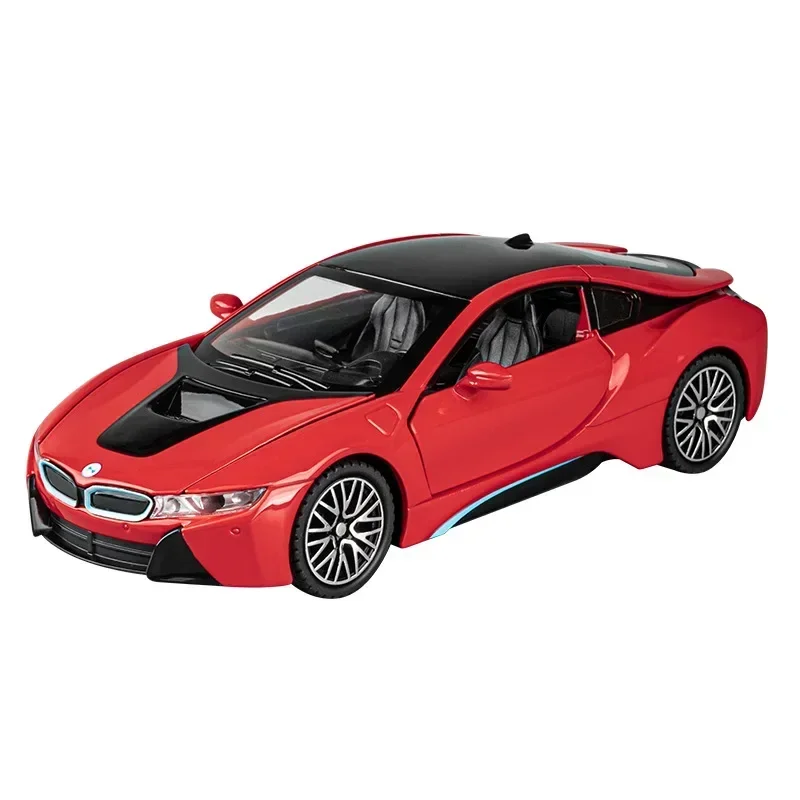 Coche de aleación de supercoche BMW I8, vehículo fundido a presión y de juguete, modelo de coche con sonido y luz, regalos de juguete, 1:32