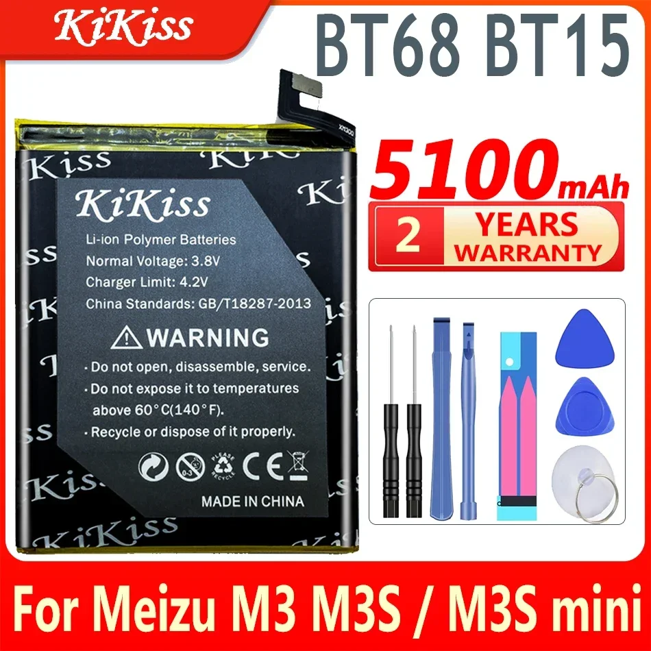 

Новый аккумулятор Kikiss 5100 мАч BT15 BT68 для телефона Meizu M3 M3S/M3S mini M3Smini Y685Q M688Q M688C M688M M688U