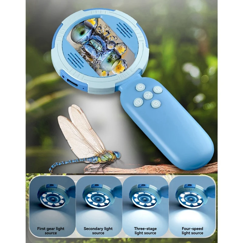 Digital Microscope With 2Inch IPS Screen 100X Pocket Magnifying Glass With Light For Adults Coin Magnifier With 8 Leds