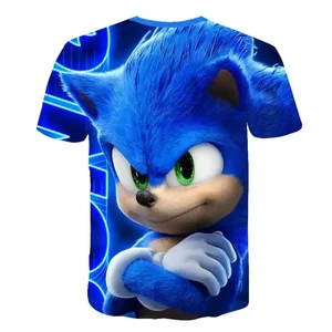 Kinder Sonic 3D Cartoon Druckt-Shirt, Kinderkleidung, Kleidungszubehör, Animation, Cosplay, Kinder, Jungen, Mädchen, 2024 12 Hauptverkäufe Sonic Children's Clothing - №2
