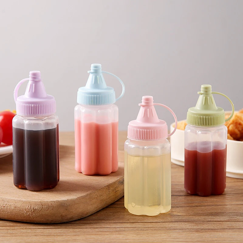 4/5PCS Mini Squeeze Bottles Ketchup Condiment Sauce Bottle Honey Mustard Salad Dressing Sauce Bento Container Kitchen Accessory