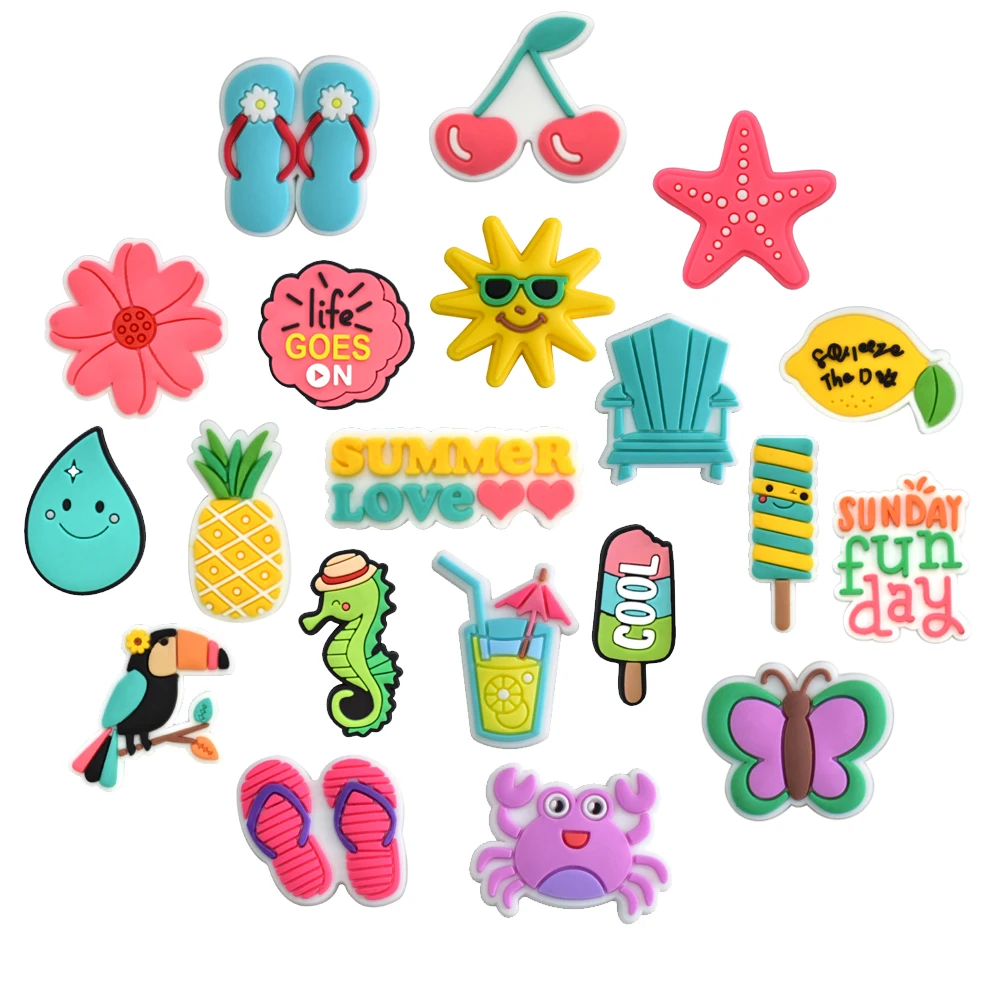 Cute Summer Shoe Charms Pin per Crocs accessori Charms Clog Shoe Wristband decorazioni fibbia Kid Friends regali per feste