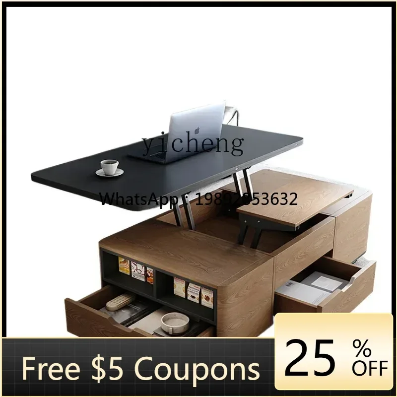 LYY  multi-functional rock slab lifting coffee table dining table integrated dual-purpose two-in-one small apartment household
