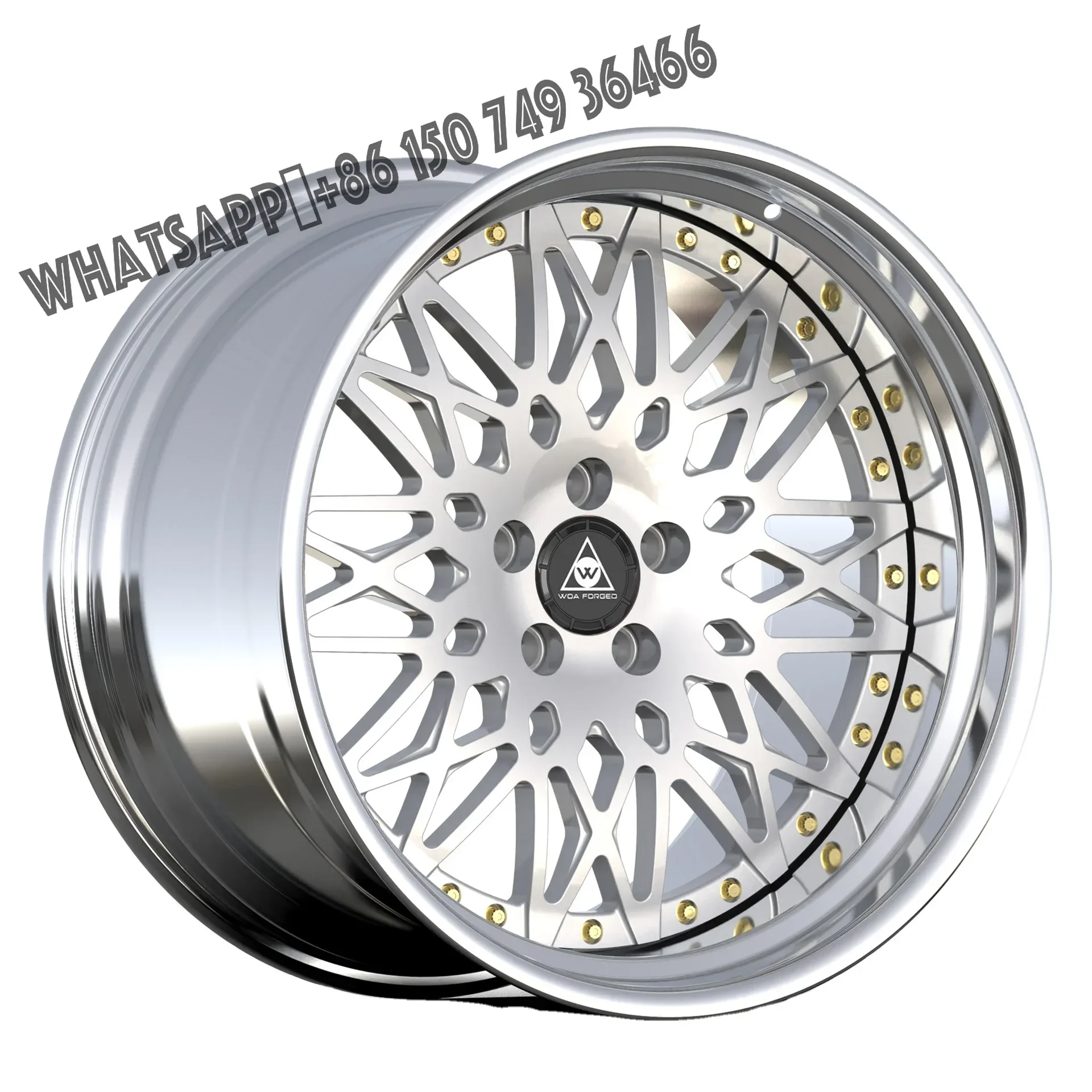 Forged Design Wheels Aluminum Lightweight Rims Barrel Polished Center Face Silver New Customized Design 2 -piece Wheel