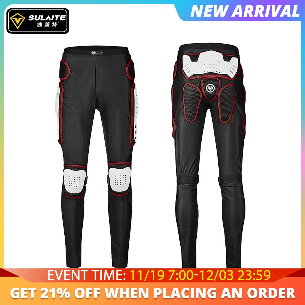 

Мотоциклетные бронебрюки SULAITE, длинные брюки для езды на велосипеде по бездорожью, защитные брюки для экстремальных видов спорта с защитой от падения и столкновений