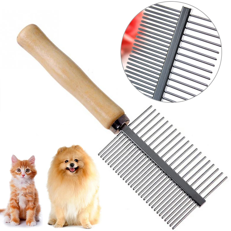 Dog Cat Comb Easy Knot Removal Suitable For All Breeds Convenient Grooming Hassle-free Pet Care Dog Knot Remover Wooden Handle