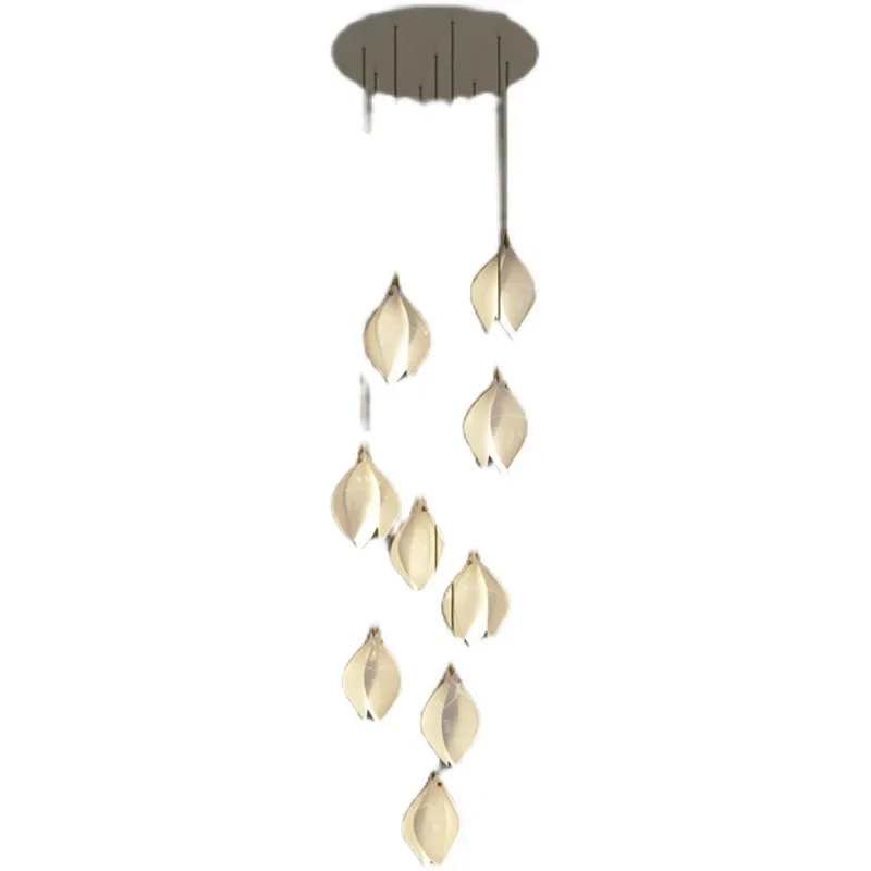 

Glass Magnolia Stair Light Nordic Simple Hotel Bar Light Designer Bedroom Bedside Petal Chandelier