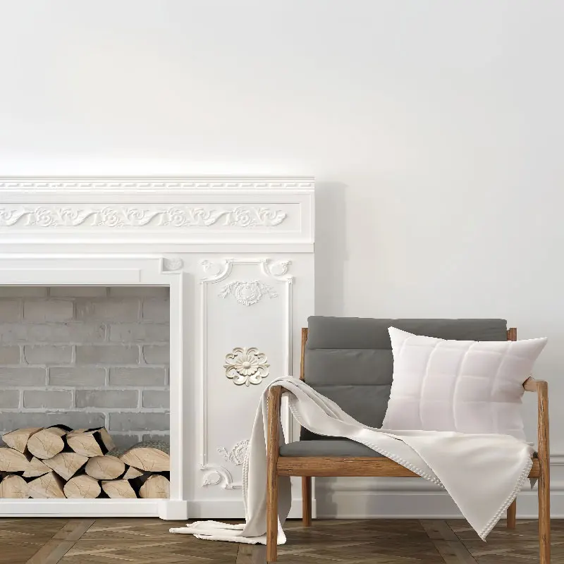 أقراص خشبية صلبة أنيقة على الطراز الأوروبي والأمريكي - منحوتات زهور مستديرة/مجوفة لتعزيز باب خزانة الملابس #3