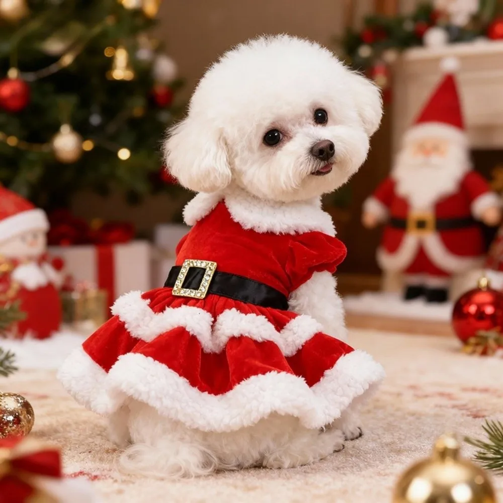 New Fancy Pet Dress Red Cute Pet Clothes Pet Cosplay Garment Accessories Christmas