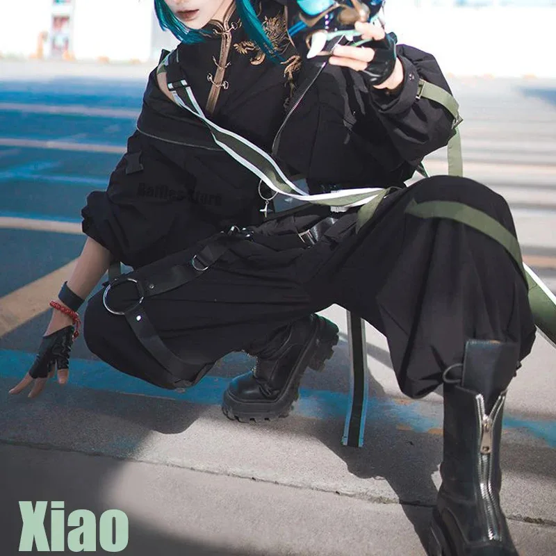 

AAA 2025 Genshin Impact Element Cosplay Costume Wig Xiao Doujin Derivative Suit Black Mask Pants Daily W