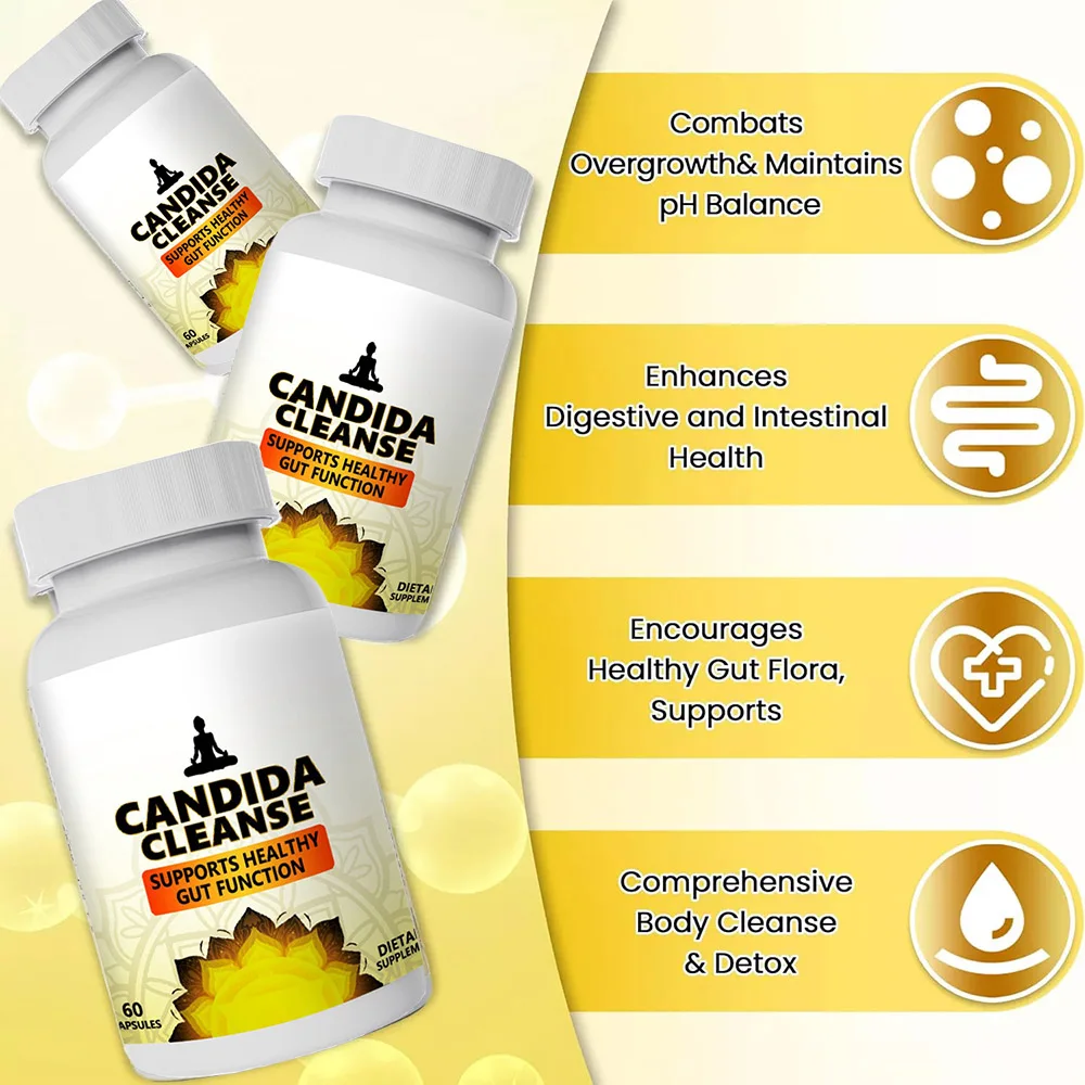 Candida Cleanse — добавка для поддержки желоба и толстой кишки для мужчин и женщин — натуральные травы для детоксикации кишечника — 60 капсул