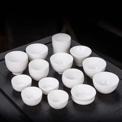 China Ceramic Tea Cup, White Porcelain Kung Fu Cups, Pottery Drinkware, Wine Coffee Mug, Teacup, Wholesale, 1Pc, 3Pcs