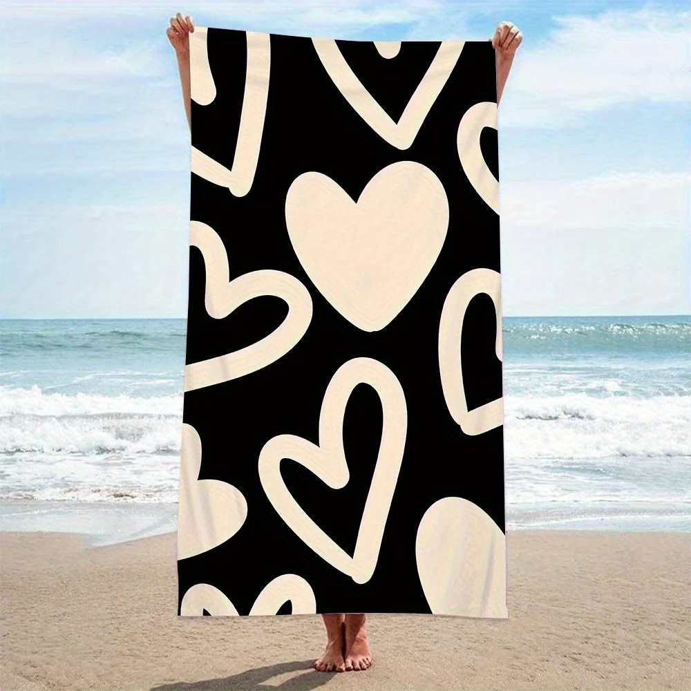 Blush and turquoise watercolor patterned bath towel, polyester fabric, machine washable, suitable for travel, pool, and beach.