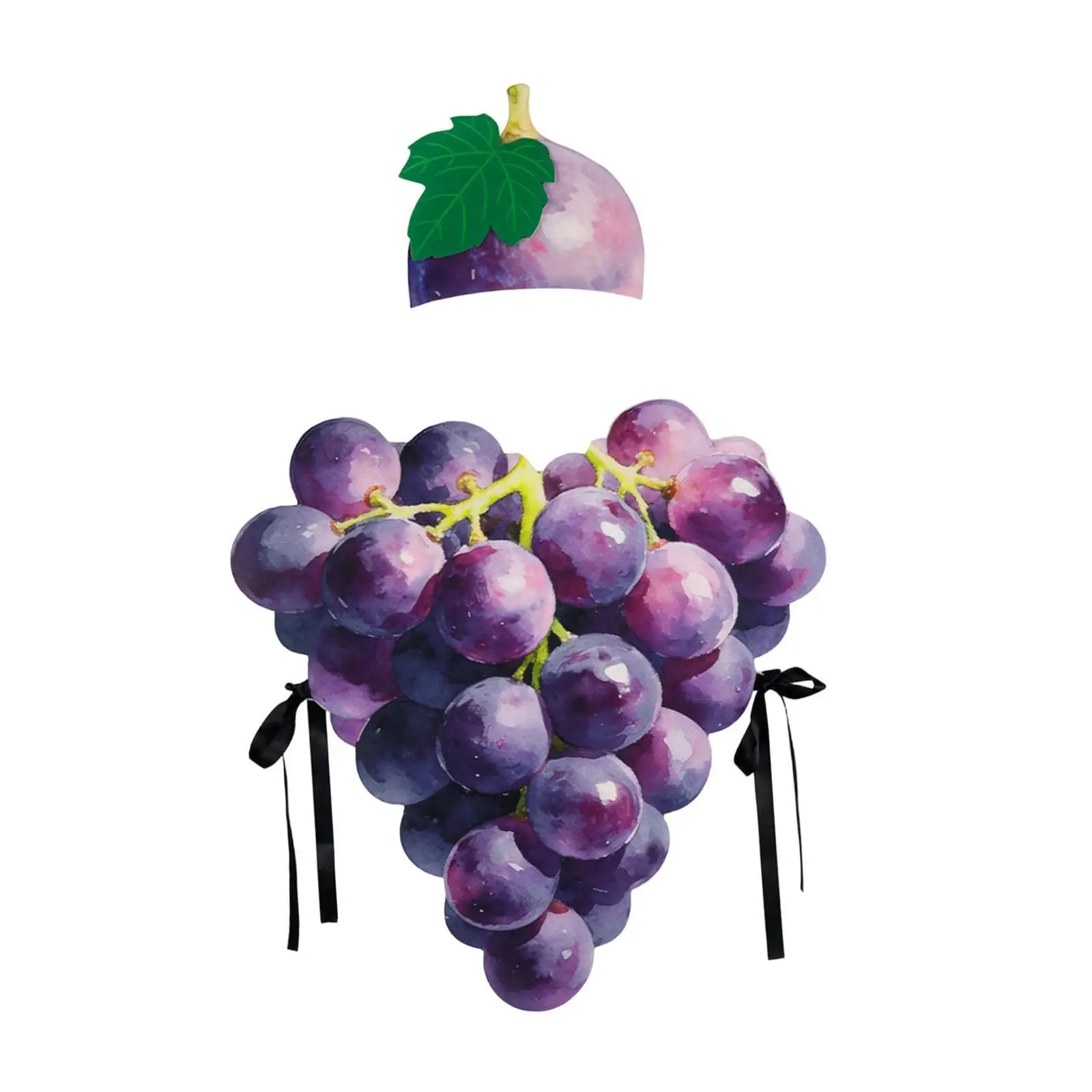 Funny Grape Themed Cosplay Vest Women Adult Polyester Fancy Dress Outfit with Hat for Party Festival Stage