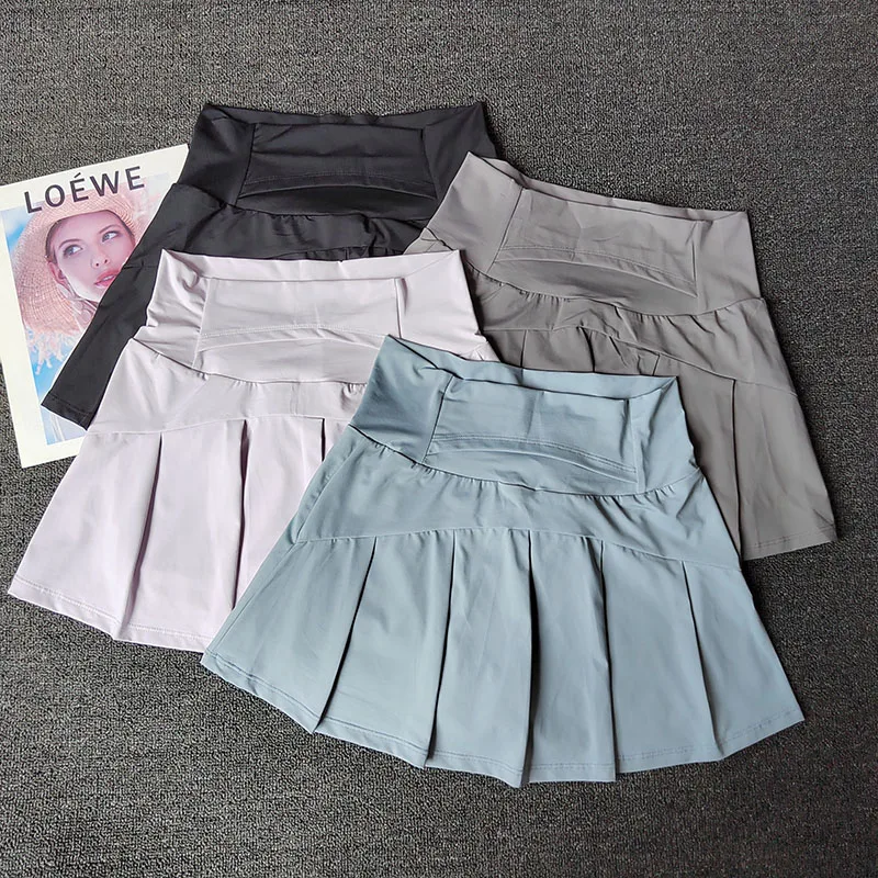 تنورة قصيرة رياضية صيفية عالية الخصر مبطنة شورت للياقة البدنية واليوجا سريع الجفاف تنانير رياضية للجري تنورة تنس ملابس جولف للنساء