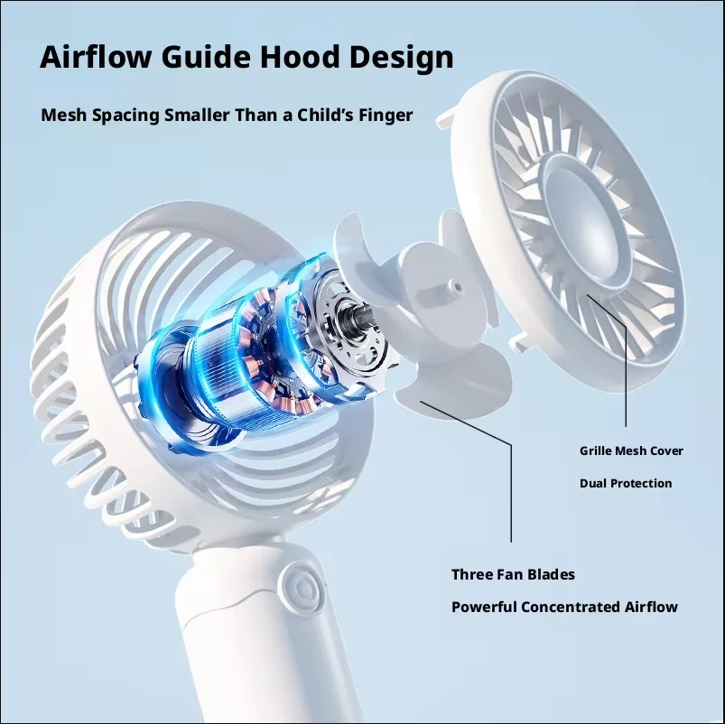 Lenovo Mini Fan Portable USB Rechargeable Quiet Fans Table Makeup Eyelash Cooler Kids Outdoor Office Travel Air cooler Fan