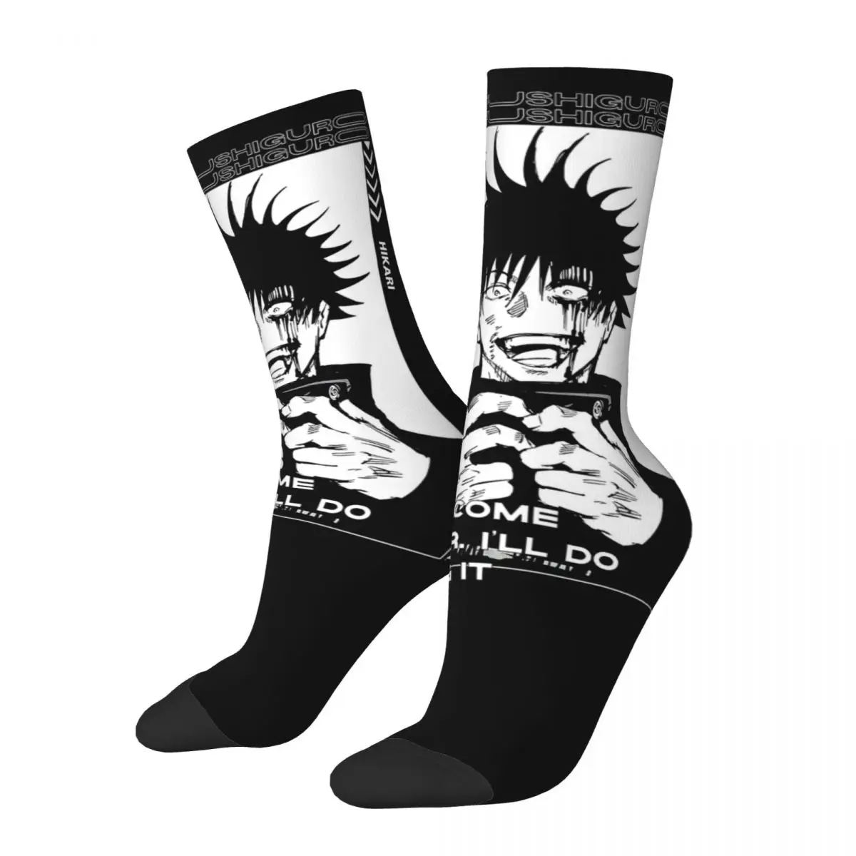 Colorful Fushiguro Megumi Sports Socks Anime Polyester Long Socks for Women Men Sweat Absorbing