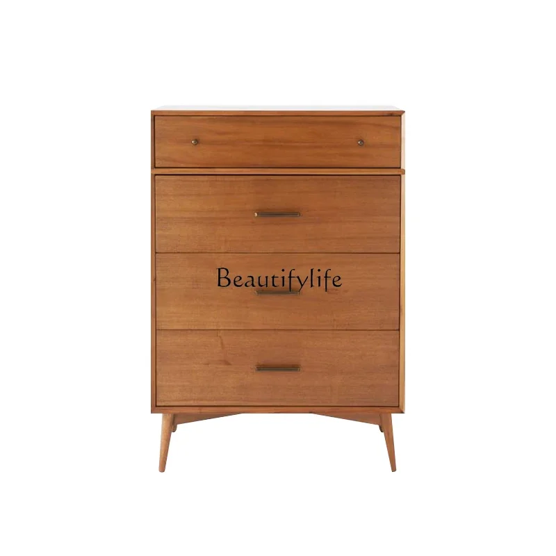 

LD33**Nordic modern simple oak color bedroom high storage four-bucket chest of drawers