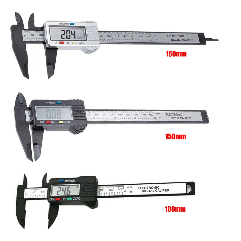 Kaliper Digital Elektronik, Alat Pengukur Mikrometer Digital Serat Karbon Dial Vernier Caliper 50Mm 100Mm Penggaris Digital