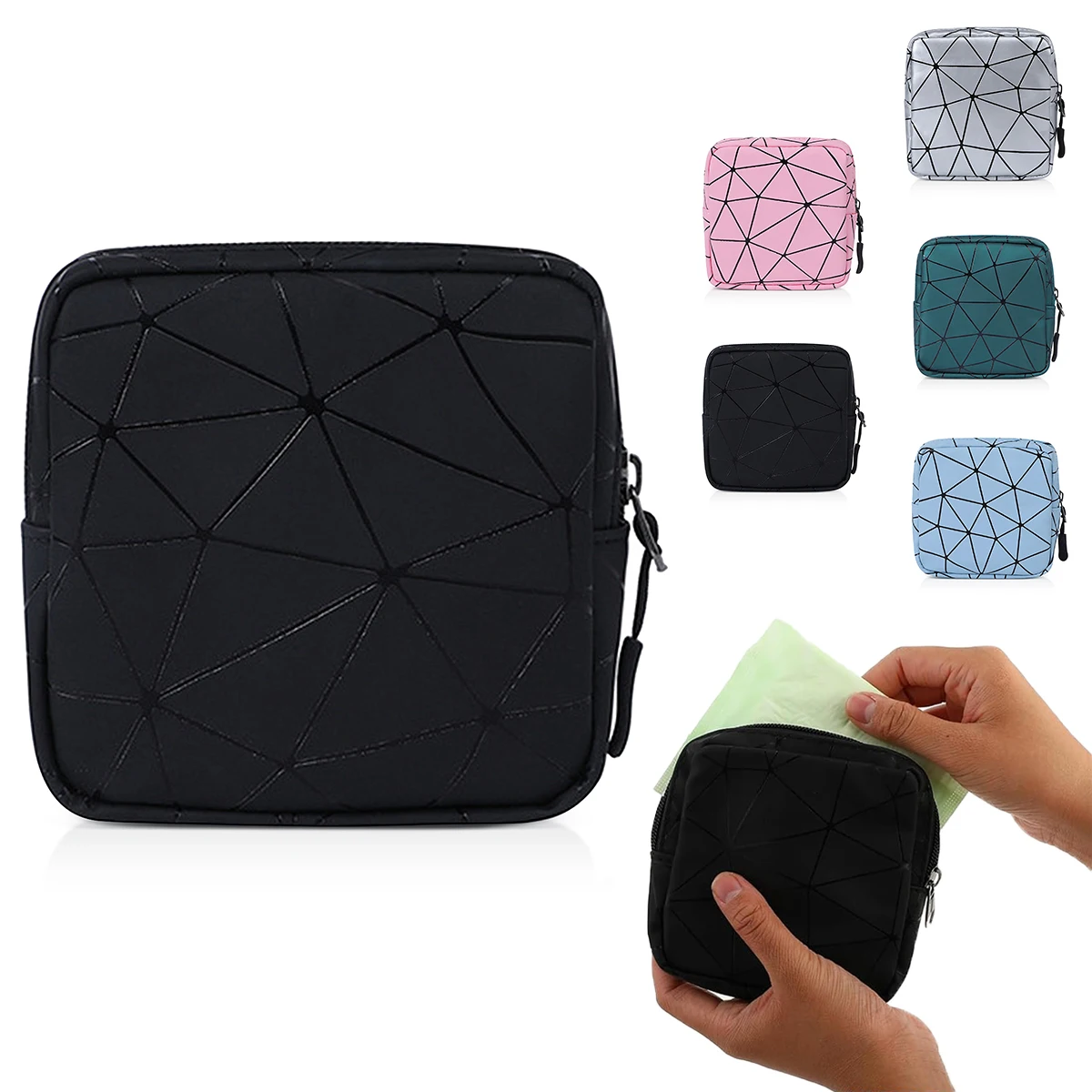 

Women Period Pouch Sanitary Bag Makeup Mini Discreet Zipper Organizer Tampon Pad Purse Travel School Storage Essentials
