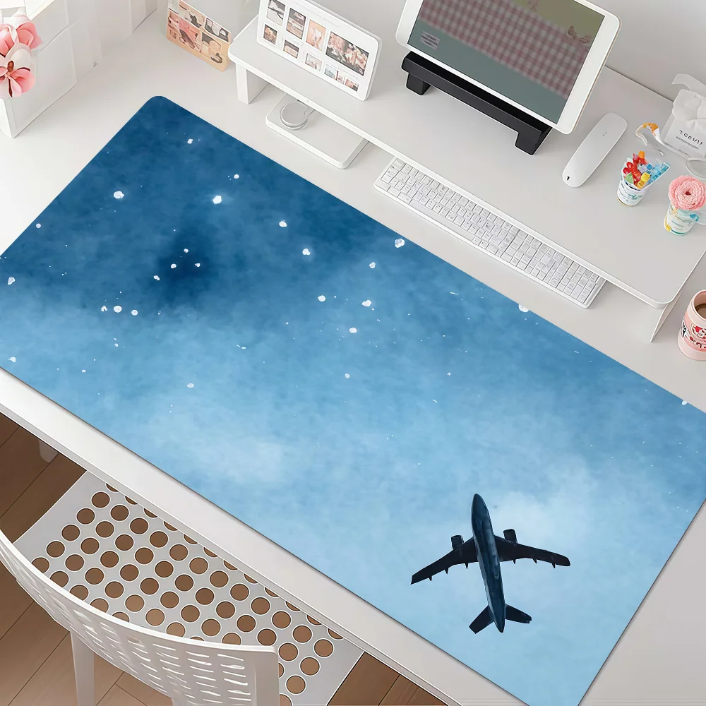 Starry Sky Aairplane Art Mouse Pad Anti Slip Rubber Edge Locked Thickened Laptop Gaming Desk Mat