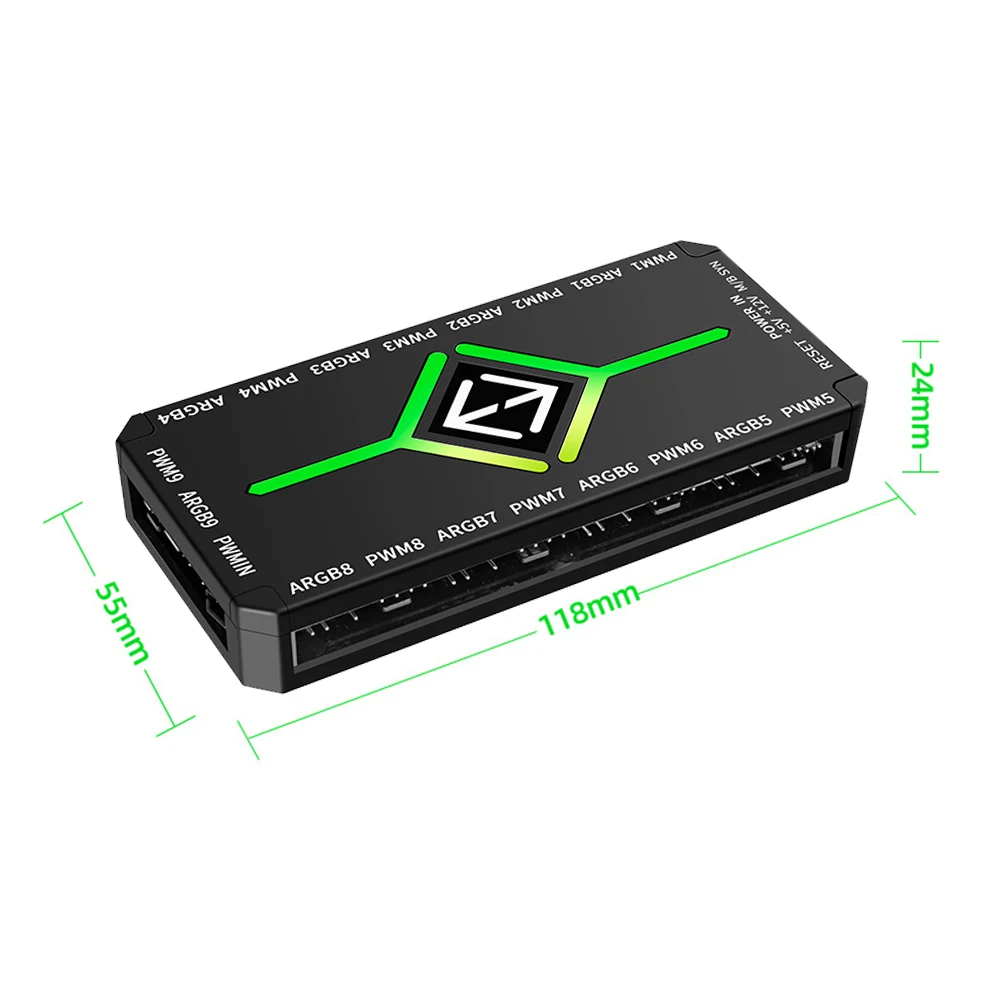 ฮับจ่ายไฟ PWM แบบแม่เหล็ก 1 ถึง 9 ช่อง 3 in 1 4 พิน สำหรับพัดลมแบบแม่เหล็ก PWM และ ARGB สำหรับเคสคอมพิวเตอร์