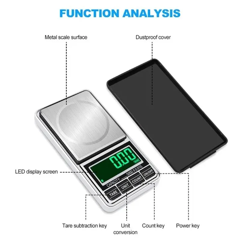 High Precision LED Portable Mini Pocket Jewelry Scale USB Rechargeable Digital Electronic Scale Weight Balance Gram Scales