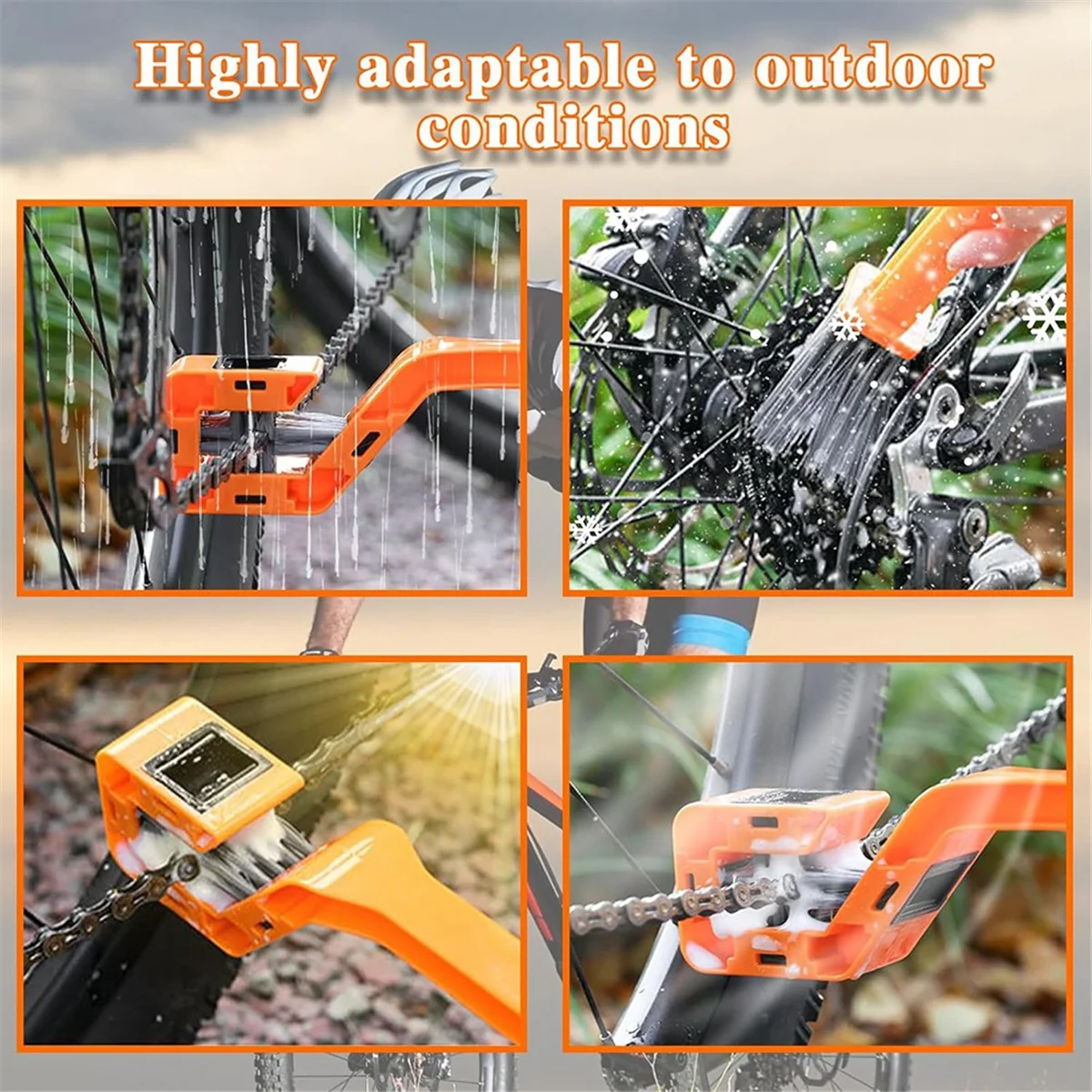 QA88X Spazzola per catena da 2 pezzi, spazzole per pulizia catena completamente chiuse per motociclette sporche all'aperto, detergente per catene per motociclette