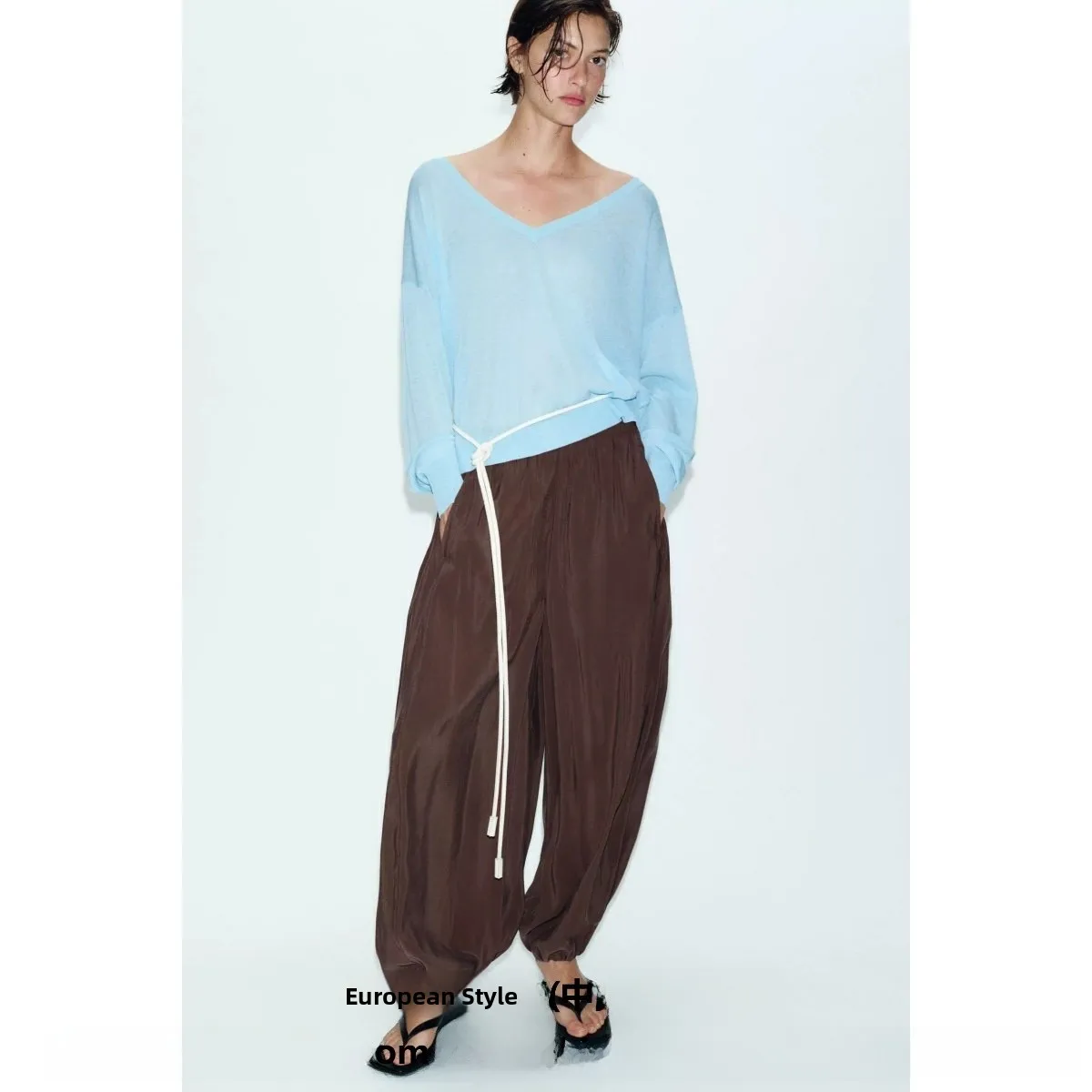 Summer 2026 Women's Casual Loose Long Pants Elastic Waist Multi-Color Front Pocket Lantern Pants New Arrival Ladies' Wear