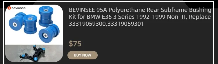 BEVINSEE 95A Polyurethane Rear Subframe Bushing Kit for BMW E36 3 Series 1992-1999 Non-TI, Replace 33319059300,33319059301