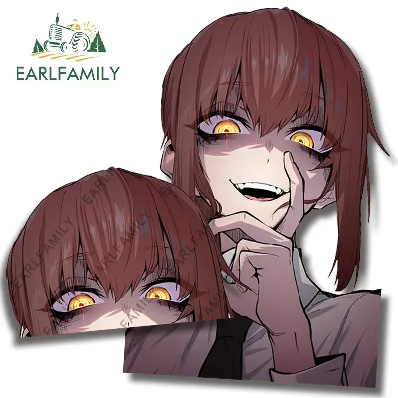 

EARLFAMILY 13cm for Makima Interesting Devil Car Stickers Trunk Personality Anime Graffiti Creative Waterproof Caravan Decal