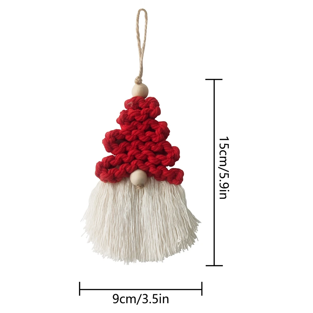 Home Hand Woven Macrame Pendant Tapestry Christmas Tree Decoration New Year Gifts Handmade Santa Claus Ornament For Christmas