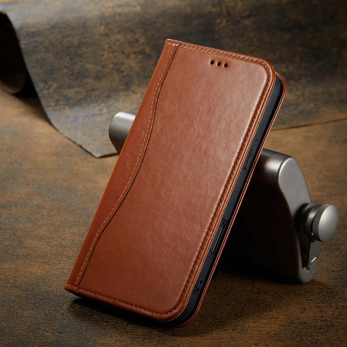 

Luxury Premium Genuine Leather Flip Wallet Phone Case For iPhone 17 Pro Max 16E 15 14 13 12 Mini Pro Plus Card Slots Stand Cover