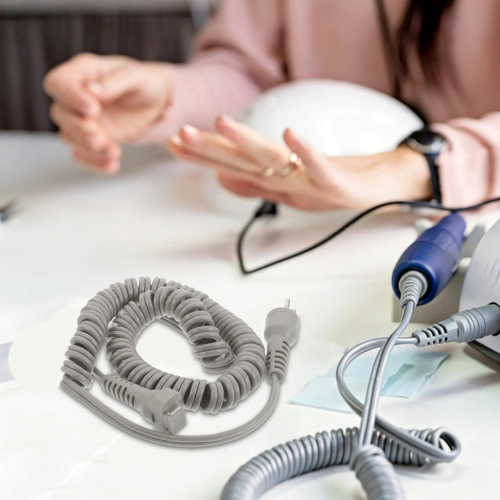 

Electric Nail Drill Handpiece Power Cable Replacement - High Elasticity Spring Cord for Smooth Manicure Sessions - Stable Signal