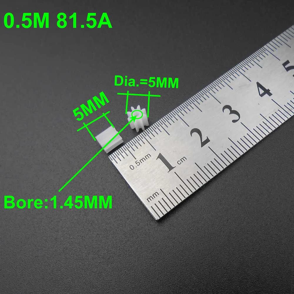 

10000Pc/Lot 0.5M 8T 8 Teeth 1.5MM Plastic Spur Gear Pinion 0.5 Modulus T=8 Bore Hole Aperture 1.5MM 1.45MM 0.5 Mod 81.5A 5MMX5MM