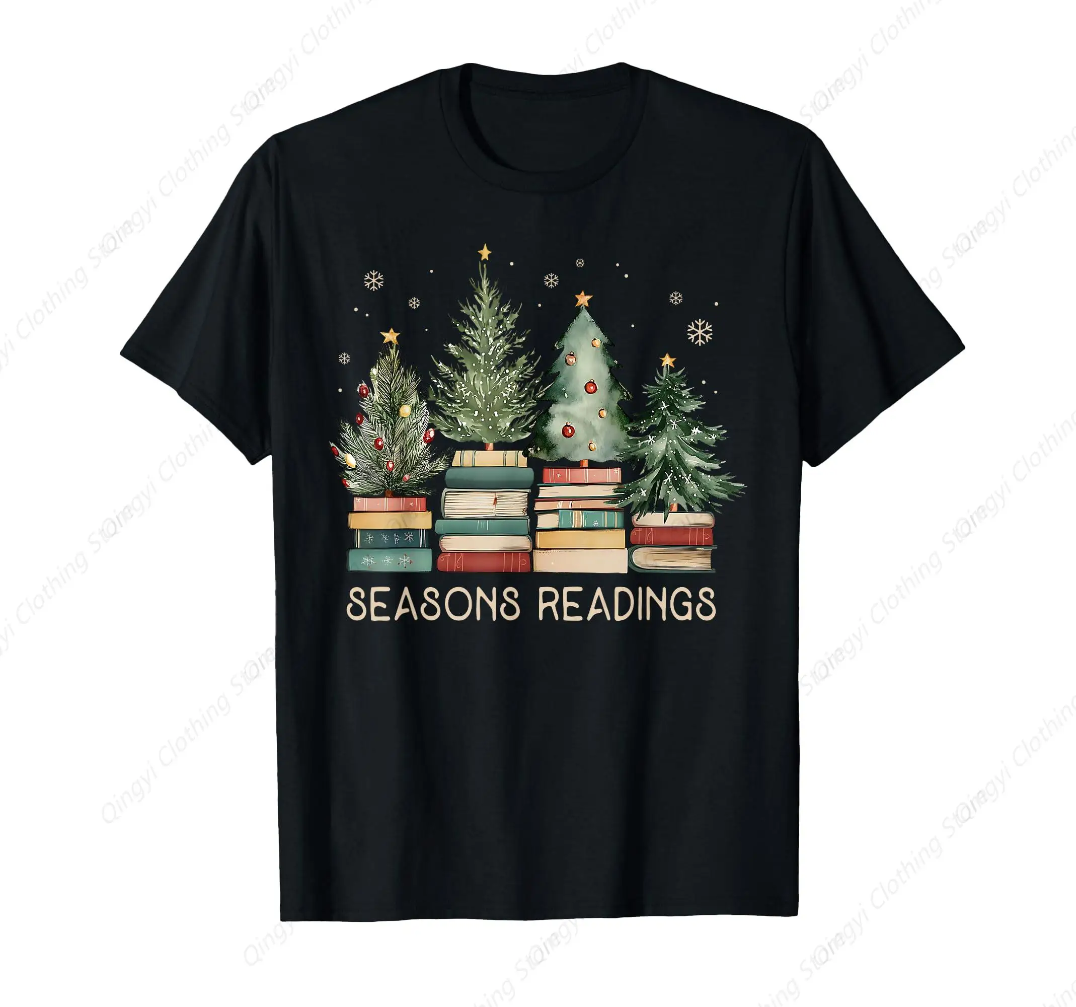 

Christmas Book Tree Teacher Xmas Librarian Seasons Readings T-Shirt