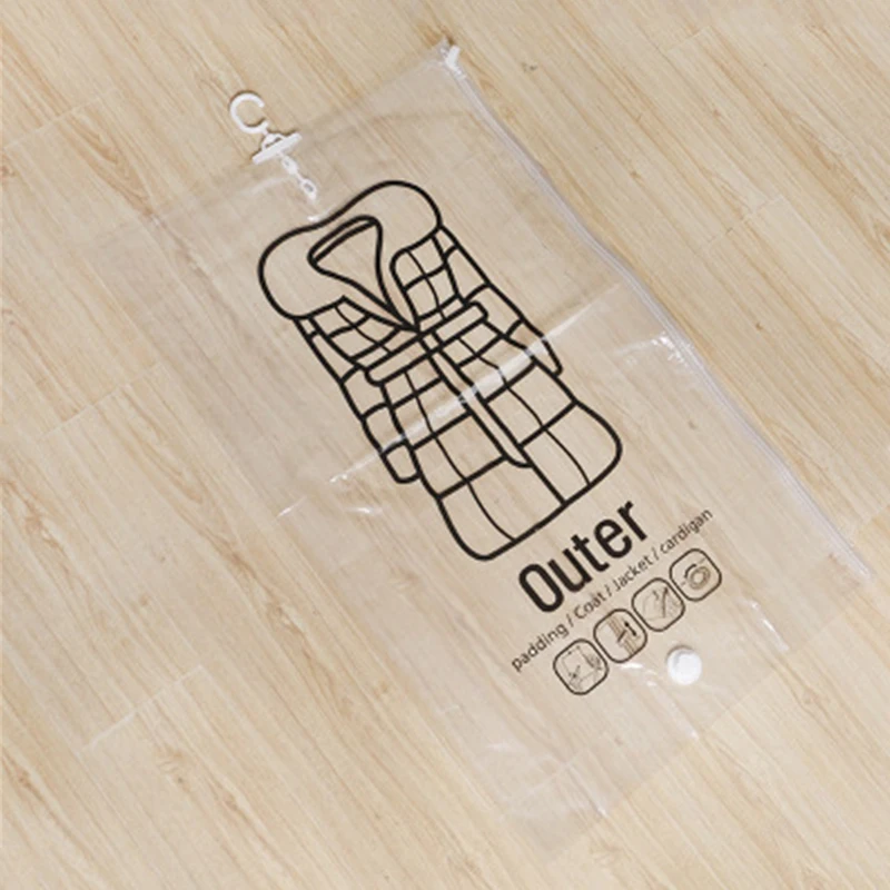 Hanging Transparent Vacuum Storage Bag For Clothes Organizer Saver Space Holder Folding Bags Pack Garment Dustproof Storage Bags