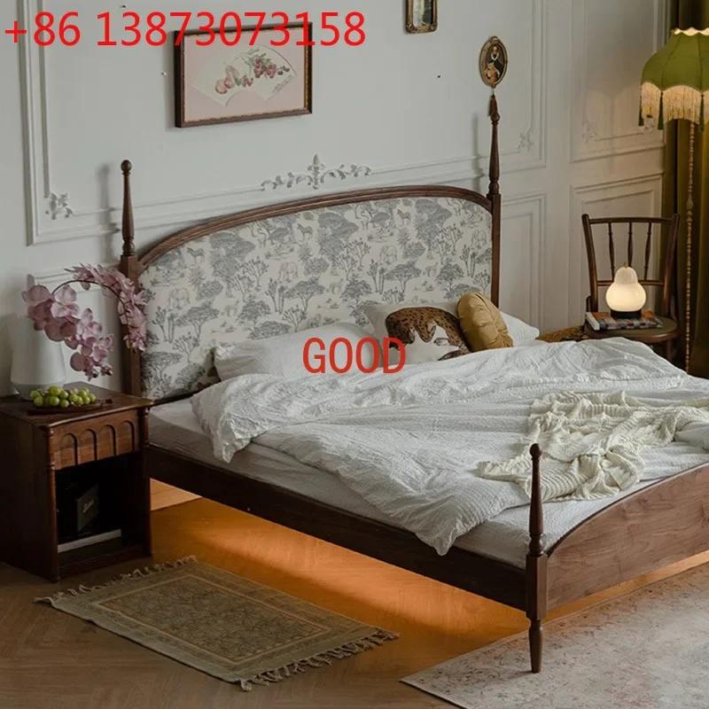 French Bed Solid Wood Soft Pack Bed 1.8 M Double Storage Bed