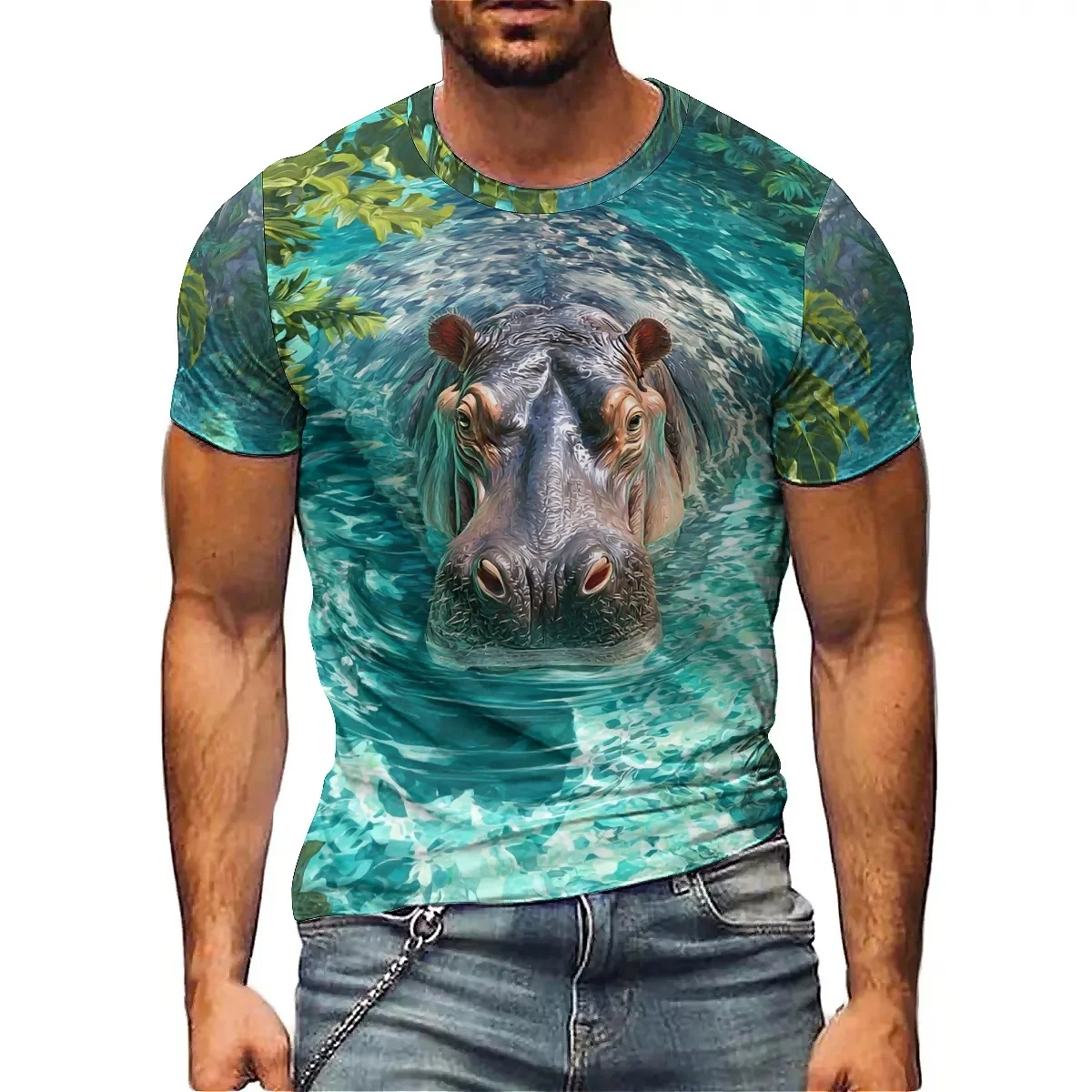 All-Season Tie-Dye Men's 3D Printed Short-Sleeve T-Shirt - High-Quality Printing Top